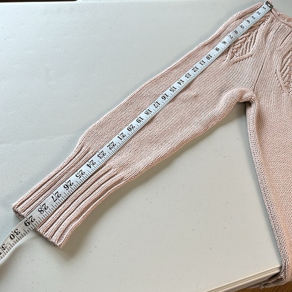 NWT Chaps Pointelle Yoke Sweater Leaf Stitch Blush Pink with Gold Threds L - Picture 12 of 13